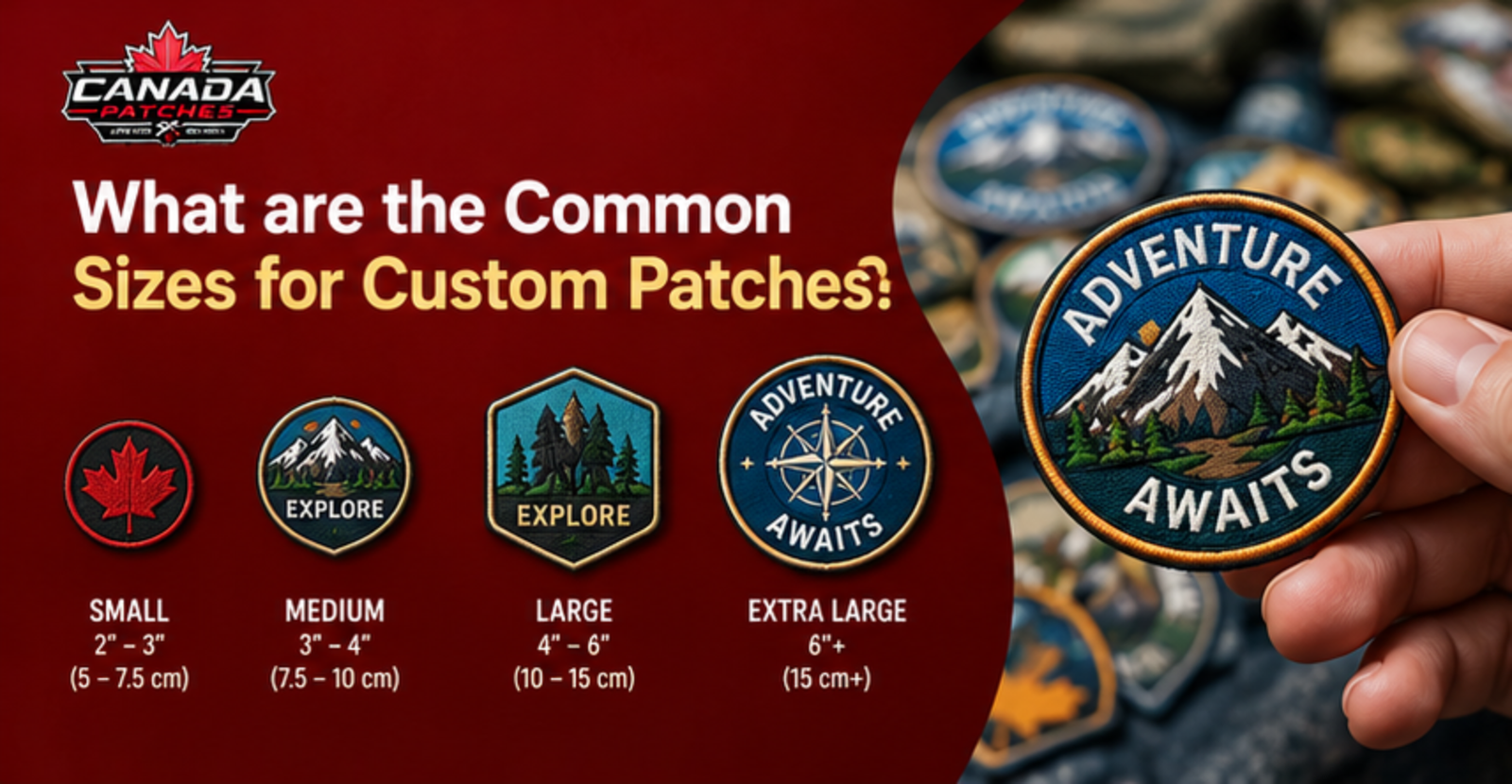 common sizes for  custom patches